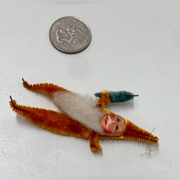 1940s Post WWII Antique Chenille Santa Claus Wire Brush Tree Ornament - Picture 4 of 7